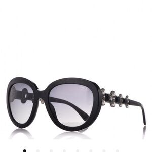 *USED CHANEL limited edition Pearl Crystal Bijoux Polarized Sunglasses Black